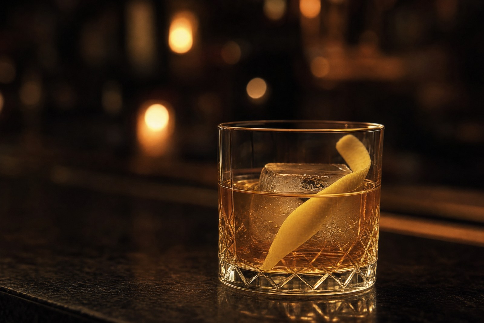 Rusty Nail cocktail in a rocks glass with ice, Scotch whisky and Drambuie